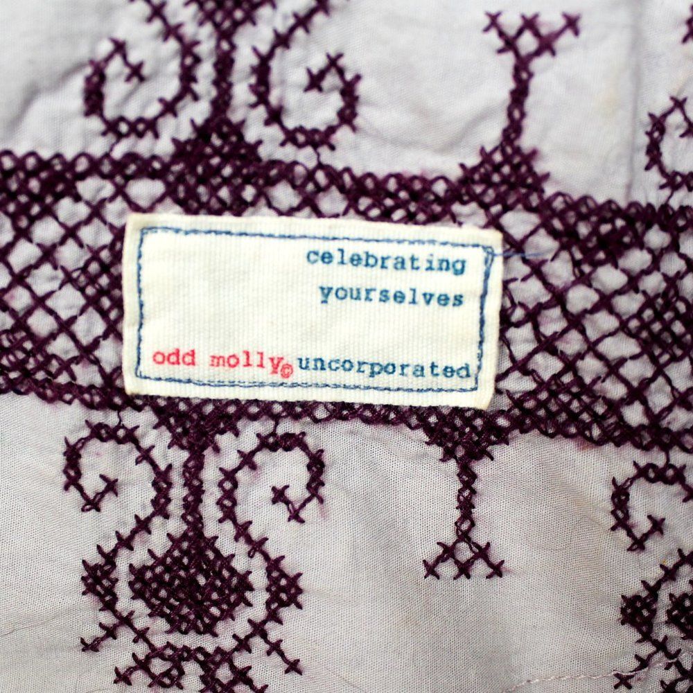 Odd Molly Cotton Four Continents Tunic Dress Plum Embroidered Knee Length Sz 1/S - Picture 10 of 15